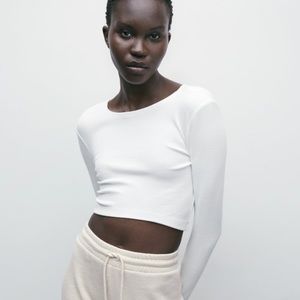 Zara textured white crop top